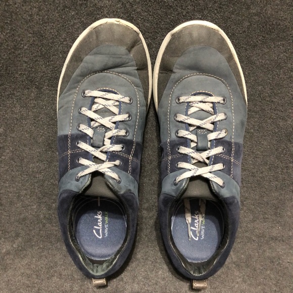 Clarks Wave Walk Shoes Womens 9.5 Blue Suede Leather Sneaker Lace Up Waterproof - Picture 5 of 12